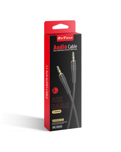 Аудио кабел DeTech DE-10AUX, 3.5mm жак, М/М, 1.0м, Черен - 40276