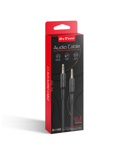 Аудио кабел DeTech DE-11AUX, 3.5mm жак, М/М, 1.0м, Черен - 40277