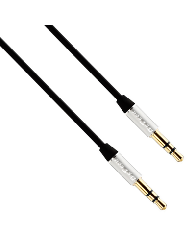 Аудио кабел DeTech DE-15AUX, 3.5mm жак, М/М, 1.0м, Черен - 40273