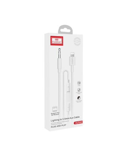 Аудио кабел Earldom ET-AUX42, 3.5mm към Lightning, 1.0м, Бял - 40174