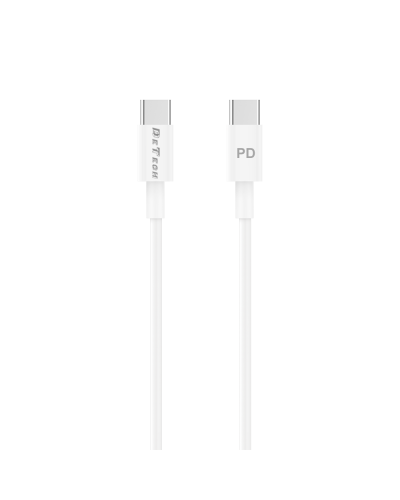 Кабел за данни DeTech DE-C29PD, Type-C - Type-C, PD, 1.0m, Бял - 40112