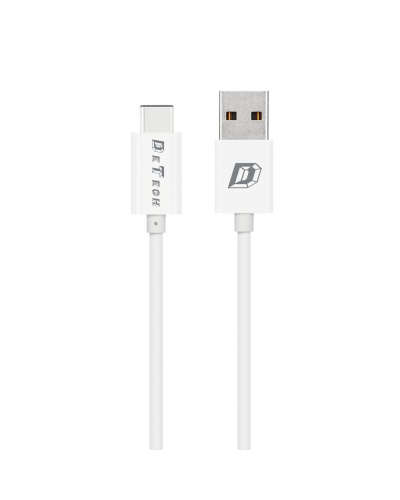 Мрежово зарядно устройство, DeTech, DE-11C, 5V/1A, 220V,1 x USB, С Type-C кабел, 1.0m, Бял - 14117