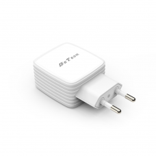Мрежово зарядно устройство, DeTech, DE-33C, 5V/2.4A, 220V, 2 x USB, С Type-C кабел, 1.0m, Бял - 40102