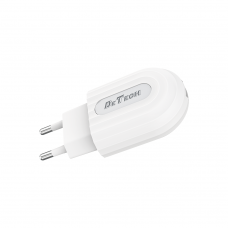 Мрежово зарядно устройство DeTech DE-28i, 5V/2.1A, 220V,1 x USB, С Lightning кабел, 1.0m, Бял - 14134