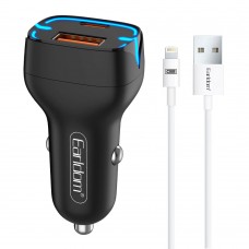 Зарядно устройство за кола Earldom ES-CC2, 1xUSB QC3.0, 1xType-C PD, С Lightning кабел, Различни цветове - 40248