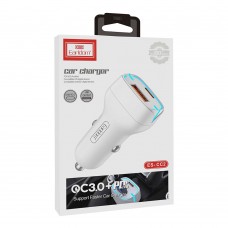 Зарядно устройство за кола Earldom ES-CC2, 1xUSB QC3.0, 1xType-C PD, С PD Lightning кабел, Различни цветове - 40251