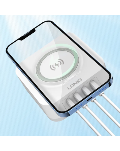 Безжично зарядно устройство LDNIO, 32W, Qi, 1 x Type-C F, 3 x USB F, PD, QC, PPS, Бял - 40294