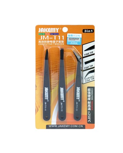 Комплект антистатични пинсети, Jakemy JM-T11, Черен - 17616