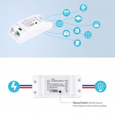 Смарт превключвател No brand PST-WF-S1, 1 канал, 220V, 10A, Wi-Fi, Tuya Smart, Бял - 91019