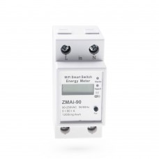 Смарт електромер No brand PST-ZMAi-90, За 35mm DIN, 220V, 60A, Wi-Fi, Tuya Smart, Бял - 91023