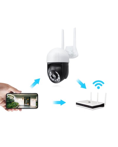 Смарт охранителна камера No brand PST-C18B-5MP, 5.0Mp, PTZ, Външен монтаж, Wi-Fi, Tuya Smart, Бял - 91028