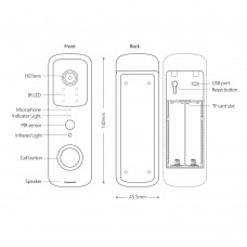 Смарт видео звънец No brand PST-T30, 2.0Mp, Wi-Fi, Tuya Smart, Бял - 91039