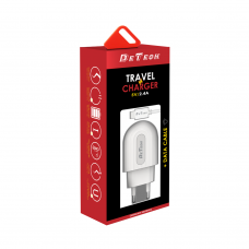 Мрежово зарядно устройство DeTech DE-28M, 5V/2.4A, 220V,1 x USB, С Micro USB кабел, 1.0m, Бял - 14133
