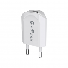 Мрежово зарядно устройство, DeTech, DE-11M, 5V/1A, 220V,1 x USB, С Micro USB кабел, 1.0m, Бял - 14115
