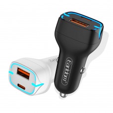 Зарядно устройство за кола Earldom ES-CC2, 1xUSB QC3.0, 1xType-C PD, С Micro USB кабел, Различни цветове - 40247