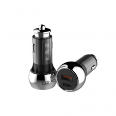Зарядно устройство за кола LDNIO C1, 1xUSB QC3.0, 1xType-C PD, С Micro USB кабел, Сив - 40076