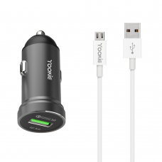 Зарядно устройство за кола Yookie PC2, Quick Charge 3.0, 1xUSB, С Micro USB кабел, Различни цветове - 40137