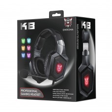 Слушалки Onikuma K8, За компютър, Микрофон, Подсветка, 3.5mm, USB, Черен - 20741