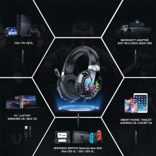 Слушалки Onikuma X32, За компютър, Микрофон, Подсветка, 3.5mm, USB, Черен - 20743