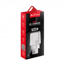 Мрежово зарядно устройство DeTech DE-PD, 45W, GaN, С Type-C кабел, 2 x Type-C F, Бял - 40341