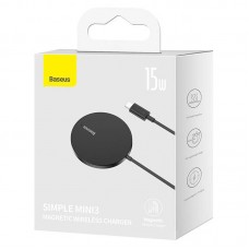 Безжично зарядно устройство Baseus Simple Mini 3, Qi, 15W, Черен - 40383