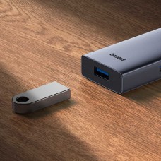 USB хъб Baseus UltraJoy, 5 Порта, Type-C към 4xUSB 3.0, PD, 0.22m, Сив - 12076