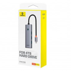 USB хъб Baseus UltraJoy, 5 Порта, Type-C към 4xUSB 3.0, PD, 0.22m, Сив - 12076