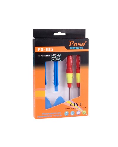 Комплект 6 в 1 за разглобяване на Iphone 4/5/6, Poso JK-105 - 17604