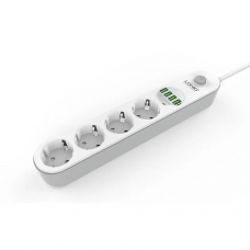 Разклонител LDNIO SE4432, 4 гнезда, CEE 7/3, 2500W, 4 x USB F, 2.0m, Бял - 40299