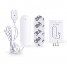 Смарт сензор No brand PST-WW002, За алармиране при наводнение, Wi-Fi, Tuya Smart, Бял - 91005