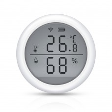 Смарт сензор No brand PST-WSD400B, За температура и влажност, LCD екран, Wi-Fi, Tuya Smart, Бял - 91010