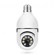 Смарт охранителна камера No brand PST-F1-3MP, 3.0Mp, PTZ, За фасунга E27, Wi-Fi, Tuya Smart, Бял - 91029