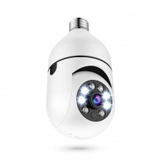 Смарт охранителна камера No brand PST-F1-3MP, 3.0Mp, PTZ, За фасунга E27, Wi-Fi, Tuya Smart, Бял - 91029