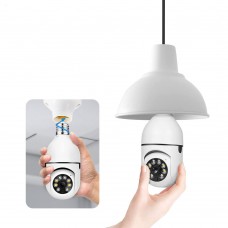 Смарт охранителна камера No brand PST-F1-3MP, 3.0Mp, PTZ, За фасунга E27, Wi-Fi, Tuya Smart, Бял - 91029