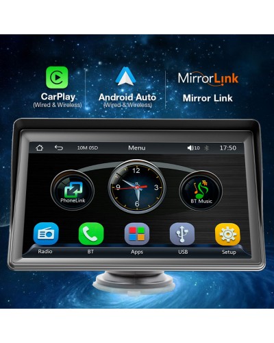 Преносим CarPlay / Android Auto дисплей No brand X600W, 7", За автомобил - 13310
