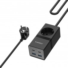 Удължител Earldom ES-SC21, 1 гнездо, CEE 7/3, 2 х USB F, 2 x USB-C, 1м., Черен - 40521