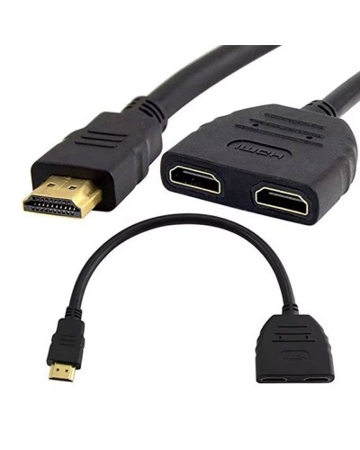 Сплитер DeTech, HDMI (M) - 2*HDMI(F), Черен - 17861