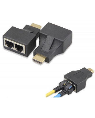 HDMI удължител, No brand, През LAN CAT-5e/6, Черен - 17165
