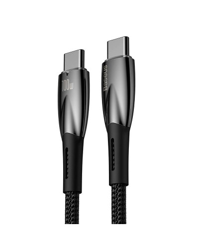 Кабел за данни Baseus Glimmer, Type-C - Type-C, 100W, PD, 1.0m, Черен - 40483
