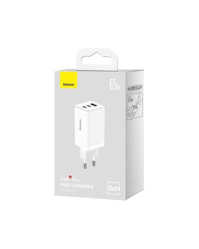 Мрежово зарядно устройство Baseus Super Si, 25W, С PD кабел, Бял - 40417