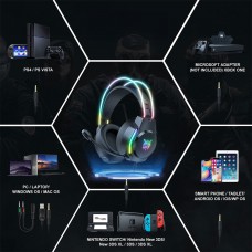 Слушалки Onikuma X26, За компютър, Микрофон, Подсветка, 3.5mm, USB, Черен - 20744