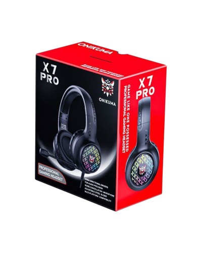 Слушалки Onikuma X7 Pro, За компютър, Микрофон, Подсветка, 3.5mm, USB, Черен - 20774