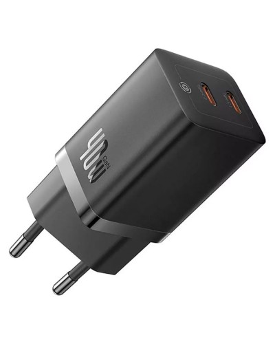 Мрежово зарядно устройство Baseus GaN5 Pro Fast Charger, 40W, 2 x Type-C F, Черен - 40408