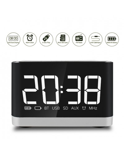 Тонколона Kisonli G8, Bluetooth, Часовник, USB, SD, FM, AUX, RGB, Различни цветове - 22281