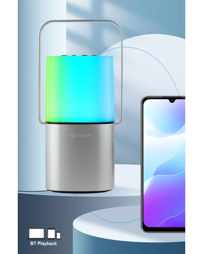 Тонколона Kisonli Q6 Plus, Bluetooth, AUX, SD, FM, RGB, Сребрист - 22282