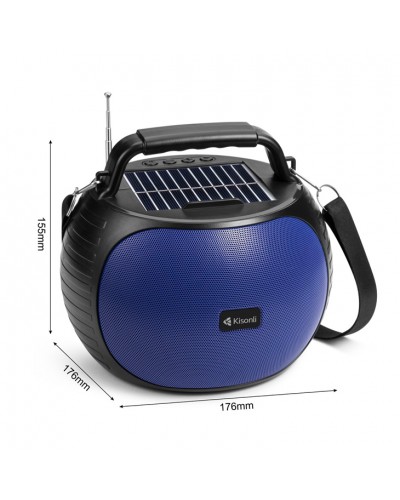 Тонколона Kisonli SC-22, Bluetooth, Солар, USB, SD, AUX, Различни цветове - 22322