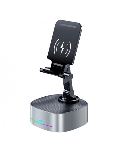 Тонколона със стойка за телефон Kisonli M5, Bluetooth, Безжично зареждане, FM, AUX, RGB, Различни цветове - 22275