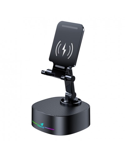 Тонколона със стойка за телефон Kisonli M5, Bluetooth, Безжично зареждане, FM, AUX, RGB, Различни цветове - 22275