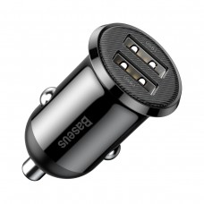 Зарядно устройство за кола Baseus Grain Pro, 4.8A, 2 x USB, Черен - 40509