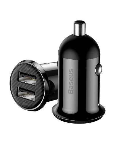 Зарядно устройство за кола Baseus Grain Pro, 4.8A, 2 x USB, Черен - 40509